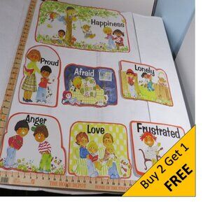 Happiness (7) BULLETIN BOARD SET Gini 1978 Classroom Posters Feelings